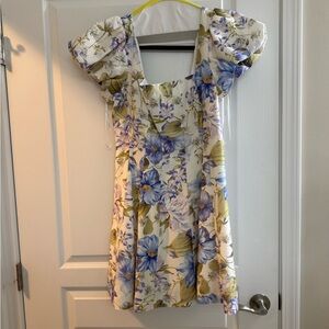 Ever New Cream Floral Dress with Blue and Green Accents